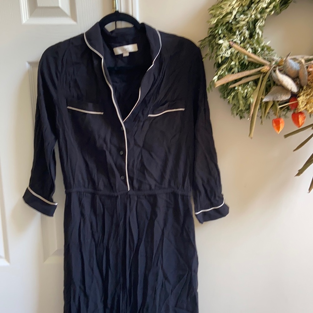 Life black with white piping dress